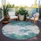 Homeroots 8' Teal Blue Ivory And Gray Round Abstract Washable Indoor Outdoor Area Rug 599522 - alternate 5