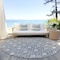 Homeroots 8' Gray And Light Gray Round Geometric Washable Indoor Outdoor Area Rug 596035 - alternate 6