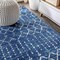 Jonathan Y Moroccan HYPE Boho Vintage Diamond Blue/White 5 ft Round Area Rug MOH101A-5R - alternate 4