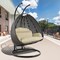 Leisuremod Charcoal Wicker Hanging 2 person Egg Swing Chair with Beige Cushions ESCCH-57BG - alternate 6