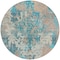 Homeroots 8' Teal Blue Ivory And Light Brown Round Damask Washable Indoor Outdoor Area Rug 596395 - alternate 5