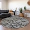 Homeroots 8' Gray And Charcoal Round Abstract Washable Indoor Outdoor Area Rug 614355 - alternate 5