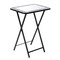 Homeroots 20" Silver and Black Mirrored Glass Faux Crystal And Metal Folding Tray Table 641951 - alternate 1