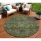 Homeroots 8' Olive Green And Charcoal Round Damask Washable Indoor Outdoor Area Rug 603331 - alternate 1