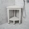 Homeroots Compact Teak Corner Shower Stool With Shelf In Whitewash Finish 376706 - alternate 6