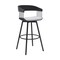 Armen Living Athena 31in Swivel Black Wood Bar Stool in Light Gray Fabric with Black Metal LCATBABLKLTGR30 - alternate 1