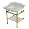 Kingston Brass 30-Inch Carrara Marble Console Sink with Brass Legs and Shelf, 8-Inch, 3-Hole LMS3030MBSQB7 - alternate 1