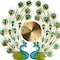 Homeroots 25" Blue Green And Gold Metal Silent Analog Peacock Novelty Wall Clock 626373 - alternate 3