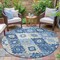 Homeroots 8' Blue Beige And Sky Blue Round Southwestern Washable Indoor Outdoor Area Rug 632259 - alternate 4