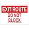 Brady Exit Route, Do Not Block, 7 in x 10 in, Rectangle, Polyester, 127172 127172 - alternate 1