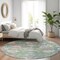 Homeroots 8' Sage Ivory And Pink Round Floral Washable Indoor Outdoor Area Rug 605333 - alternate 8