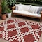 Homeroots 9' X 12' Brick Red And Ivory Geometric Washable Indoor Outdoor Area Rug 593742 - alternate 1