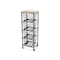 Homeroots 41in Black And Natural Metal And Wood Basket Storage Rolling Cabinet 488862 - alternate 1