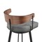 Armen Living Lacey 26in Swivel Counter Stool in Black Iron with Walnut Finish and Vintage Gray Faux Leather LCLABAGRYWA26 - alternate 6