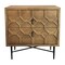 Homeroots 28" Natural Two Drawer Distressed Carved Geometric Solid Wood Nightstand 569606 - alternate 1