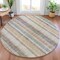 Homeroots 8' Gray And Silver Round Striped Washable Indoor Outdoor Area Rug 632217 - alternate 3