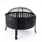 Deko Living 27 Inch Round Outdoor Steel Wood Burning Fire Pit w/ Cooking Grill, Spark Screen COB10514 - alternate 1