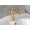 Kingston Brass One-Handle Single-Hole Bathroom Faucet with Push Pop-Up Drain, Brushed Brass KS3547RNX - alternate 4