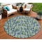 Homeroots 8' Navy Blue Green And Ivory Round Abstract Washable Indoor Outdoor Area Rug 602577 - alternate 1
