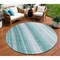 Homeroots 8' Teal Blue Turquoise And Aqua Round Striped Washable Indoor Outdoor Area Rug 615015 - alternate 1