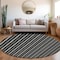 Homeroots 8' Black And Ivory Round Striped Washable Indoor Outdoor Area Rug 595849 - alternate 6