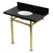 Kingston Brass 36-Inch Black Granite Console Sink with Stainless Steel Legs, 8-Inch, 3-Hole KVPK36KOQ7 - alternate 1