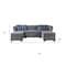 Homeroots Gray Velvet U Shaped Three Piece Sofa and Chaise Sectional With Toss Pillows 643888 - alternate 5