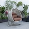Leisuremod Mendoza Light Grey Wicker Hanging 2 person Egg Swing Chair with Brown Cushions MSCLGR-53BR - alternate 4