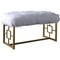 Homeroots 18in White and Gold Faux Fur And Metal Bench 347540 - alternate 1