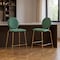 Homeroots Set of Two 30" Green and Gold Velvet and Steel Bar Height Bar Chairs, 2PK 555726 - alternate 2