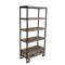 Homeroots 71" Brown Distressed Solid Wood Four Tier Etagere Bookcase with Two Drawers 488872 - alternate 1