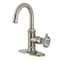 Kingston Brass One-Handle 1-Hole Bathroom Faucet with Knurled Handle, Deck Plate, and Push Pop-Up Drain KSD2218RKX - alternate 1