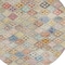 Homeroots 8' Terra Cotta Beige And Teal Blue Round Geometric Washable Indoor Outdoor Area Rug 603283 - alternate 5