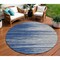 Homeroots 8' Navy Blue Gray And Ivory Round Striped Washable Indoor Outdoor Area Rug 597267 - alternate 1
