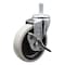 Service Caster 4 Inch Thermoplastic Rubber Wheel 5/16 Inch Threaded Stem Caster with Brake SCC SCC-TS05S410-TPRS-SLB-5161815 - alternate 1