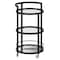 Homeroots 21" Black Steel and Glass Round Rolling Bar Cart 530457 - alternate 5