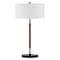 Homeroots 25" Brown and Black Metal Two Light Table Lamp With White Drum Shade 524306 - alternate 1