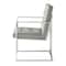 Homeroots Set of Two Tufted Light Gray and Silver Metallic Upholstered Faux Leather Dining Arm Chairs 543515 - alternate 7
