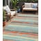 Homeroots 5' X 8' Sky Blue Pink And Gray Striped Washable Indoor Outdoor Area Rug 598933 - alternate 1