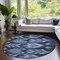 Homeroots 8' Denim Blue And Sky Blue Round Southwestern Washable Indoor Outdoor Area Rug 587814 - alternate 8