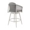 Armen Living Rhodes Outdoor Patio Swivel Bar Stool in Aluminum with Light Gray Rope and Cushions LCRHBALGRY30 - alternate 4