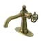 Kingston Brass One-Handle Single-Hole Bathroom Faucet with Knurled Handle and Push Pop-Up Drain, Antique Brass KSD3543RKZ - alternate 1