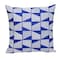 Homeroots 18" Blue and White Geometric Cotton Throw Pillow With Embroidery 529320 - alternate 4