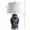 Jonathan Y Gracie 29.5" Traditional Cottage Ceramic/Metal Ginger Jar LED Table Lamp, White/Navy JYL3047A - alternate 5