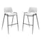 Homeroots Set of Two 30" White and Black Faux Leather and Steel Low Back Bar Height Bar Chairs 555672 - alternate 5