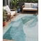 Homeroots 5' X 8' Teal Blue And Ivory Abstract Washable Indoor Outdoor Area Rug 630436 - alternate 1