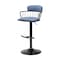 Homeroots Blue and Black Fabric with Metal Swivel Low Back Adjustable Height Bar Chair 534448 - alternate 4