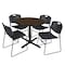 Regency Round Cain Breakroom Table W/ 4 Zeng Stack Chairs, 36 in W, 36 in L, Neo Walnut TB36RNDNW44BK - alternate 1