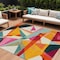 Homeroots 8' X 10' Ivory Orange And Burgundy Geometric Washable Indoor Outdoor Area Rug 616697 - alternate 1