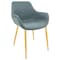 Leisuremod Markley Modern Leather Dining Arm Chair with Gold Metal Legs, Peacock Blue ECG26BU - alternate 1